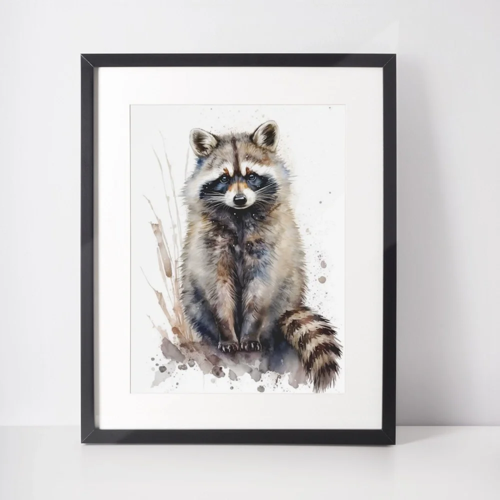 Cute Raccoon Watercolor Wall Art Illustration Print Poster Card Unframed - Picture 8 of 9